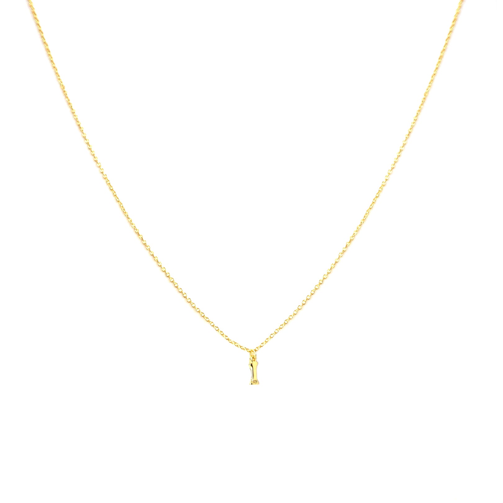gold plated block letter initial necklace