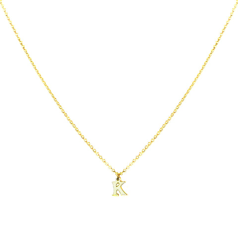 gold plated block letter initial necklace