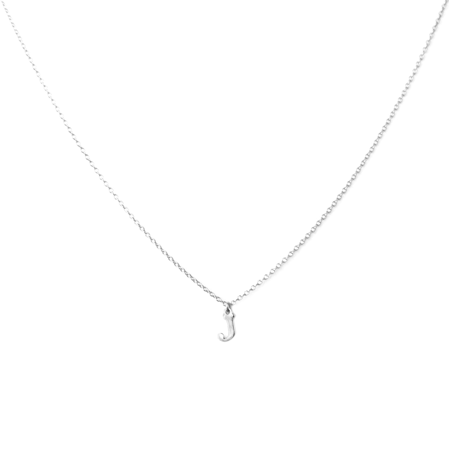 sterling silver block letter initial necklace