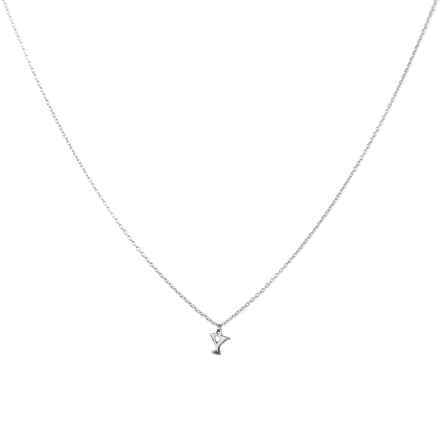 sterling silver block letter initial necklace