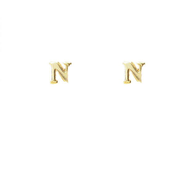 gold plated block letter initial earring