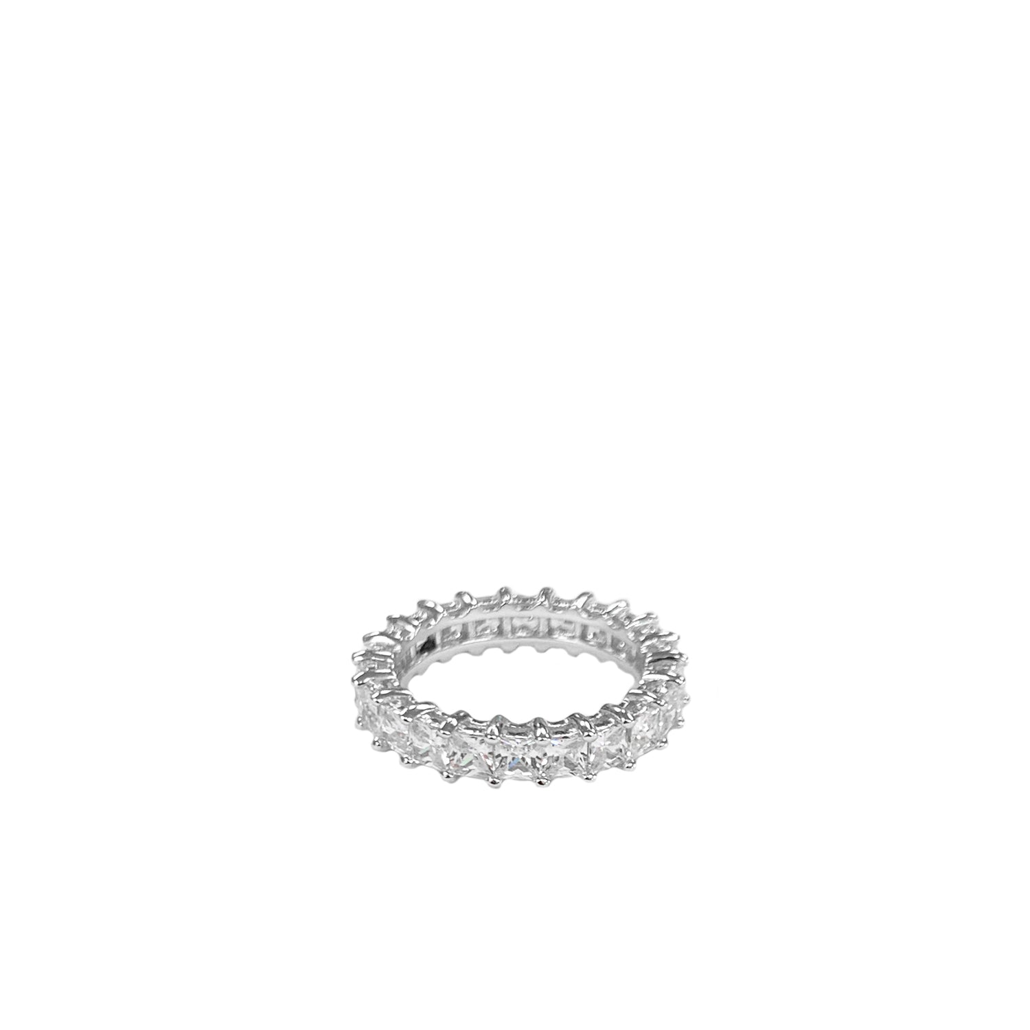 sterling square crystal ring
