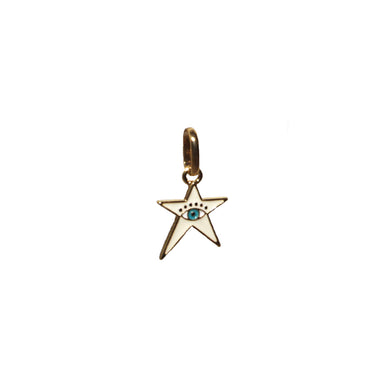 Enamel Evil Eye Star Bale Charm - gold ivory