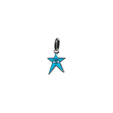 Enamel Evil Eye Star Bale Charm - silver turquoise