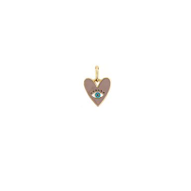 Enamel Evil Eye Heart Bale Charm - gold/lavender