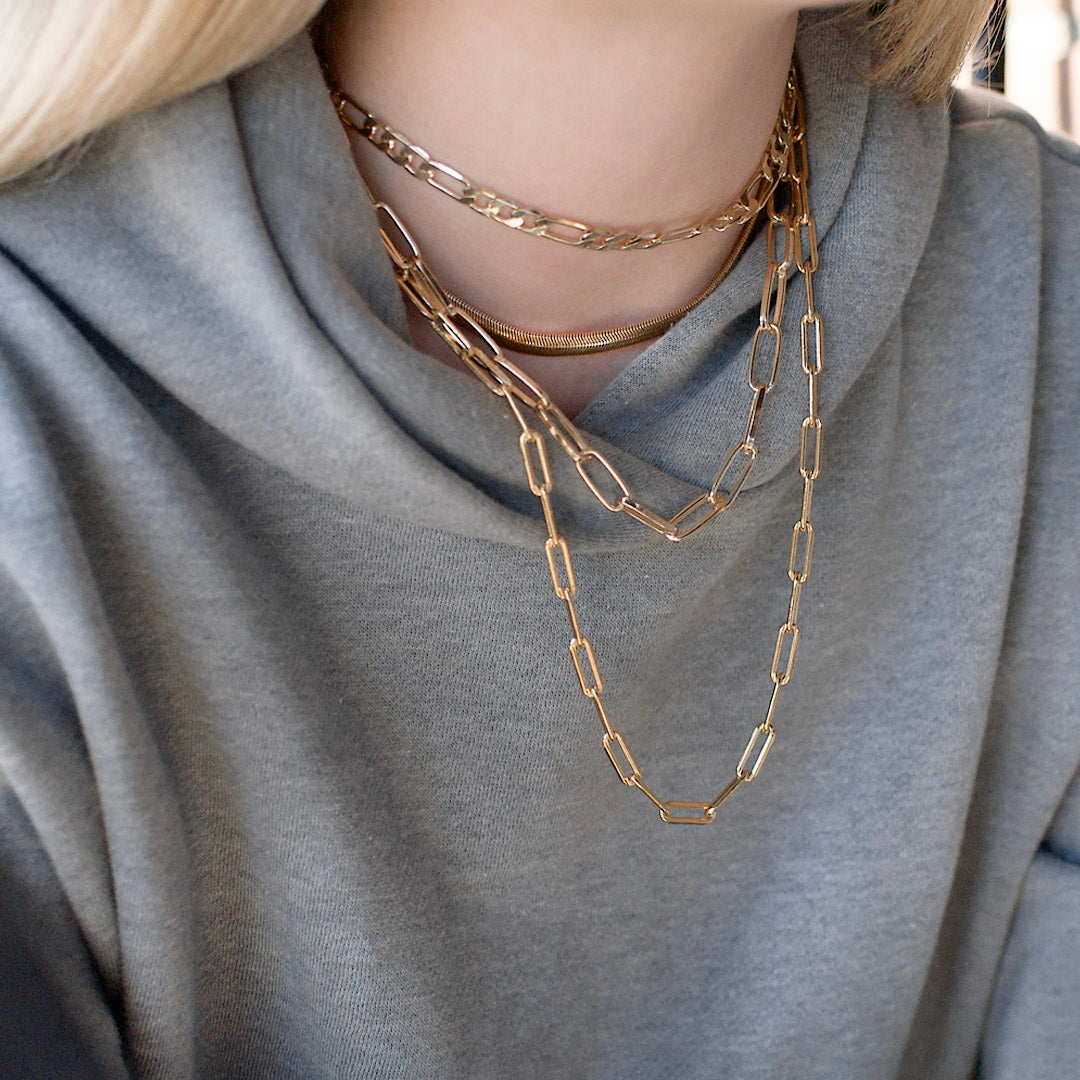 double layer cobra chain & link necklace