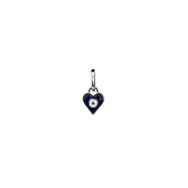 Enamel Mini Heart Mini Bale Charm - silver