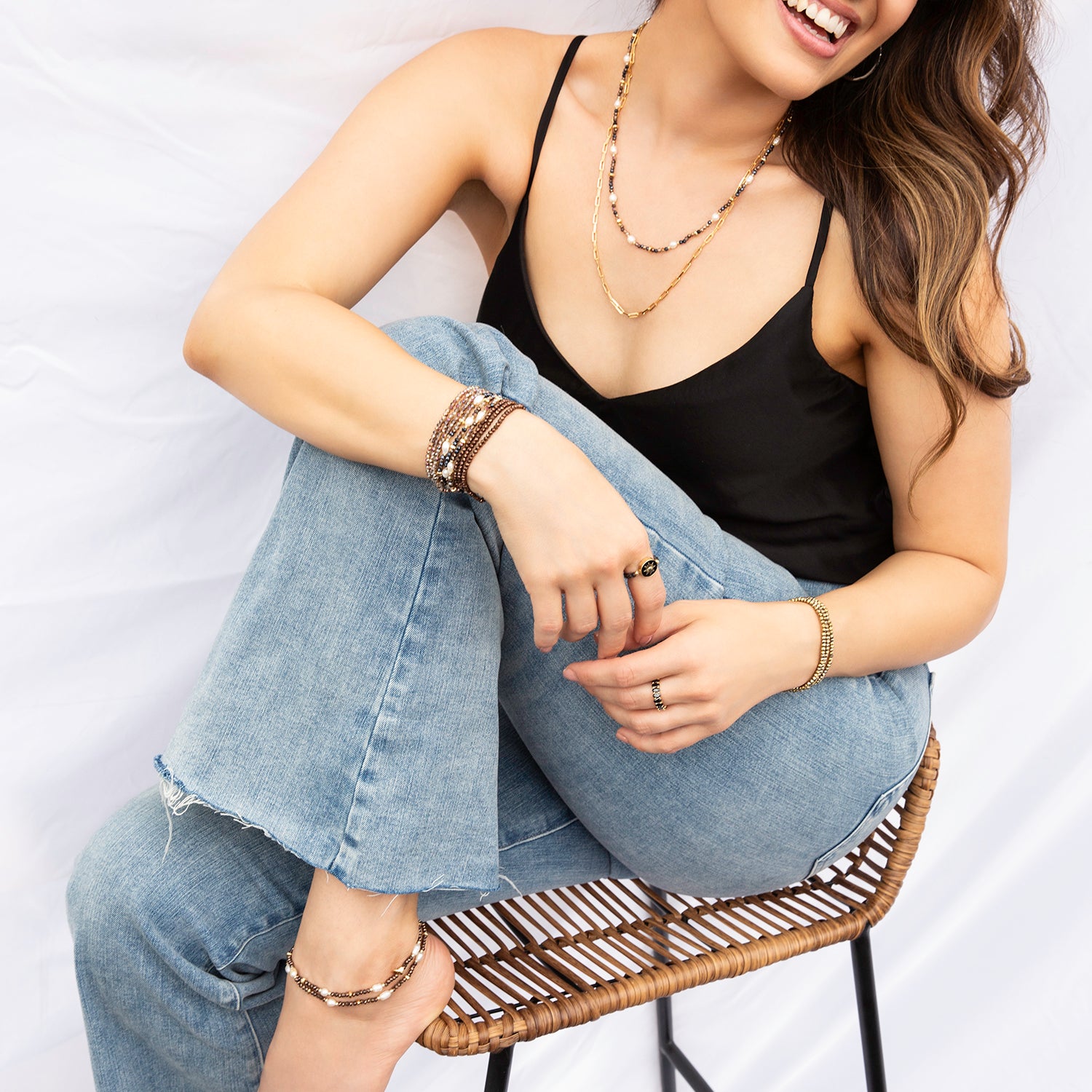 Eva Pearl Stretch Wrap Bracelet