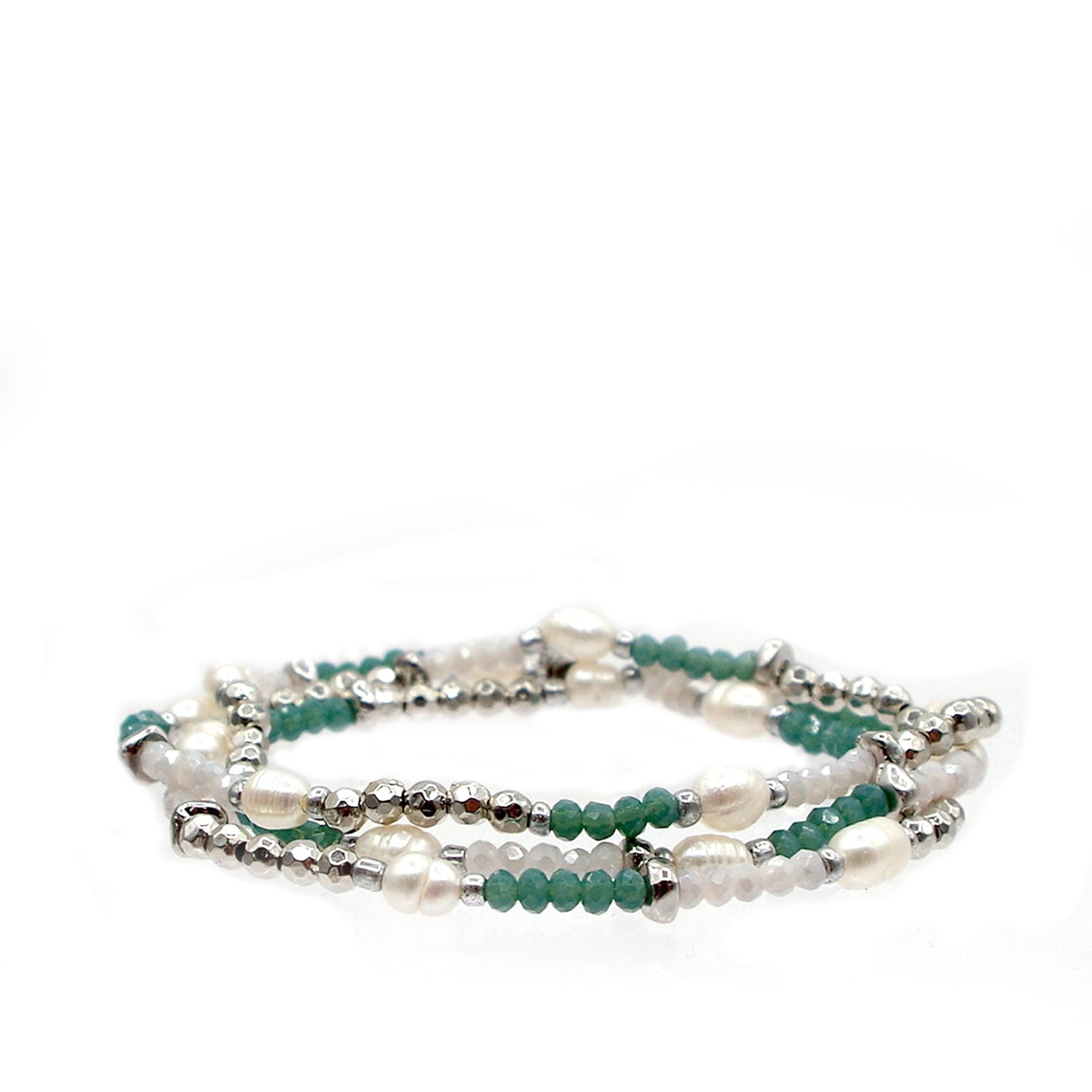 crystal beaded pearl wrap bracelet