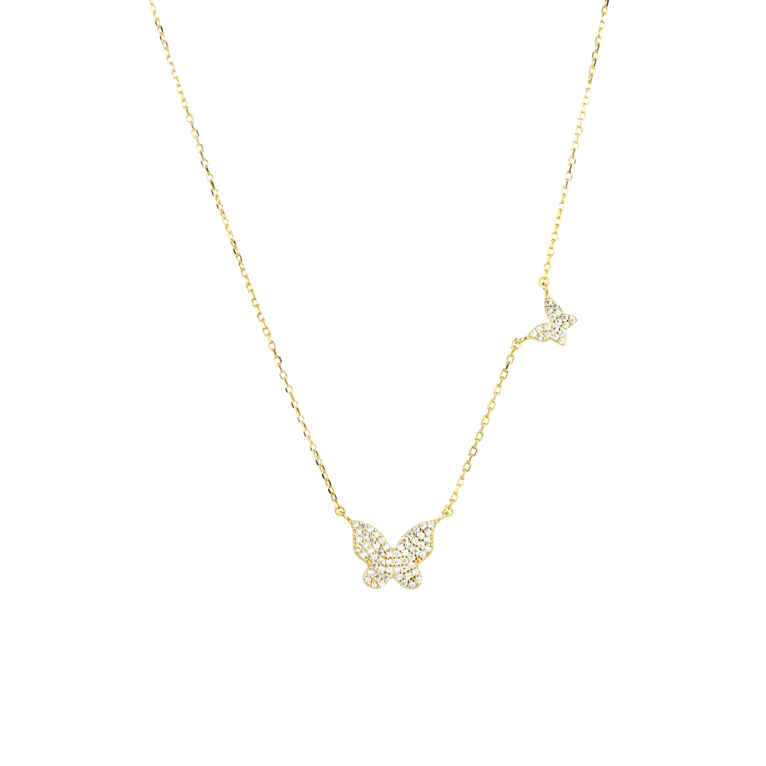 sterling silver / gold plated double butterfly necklace