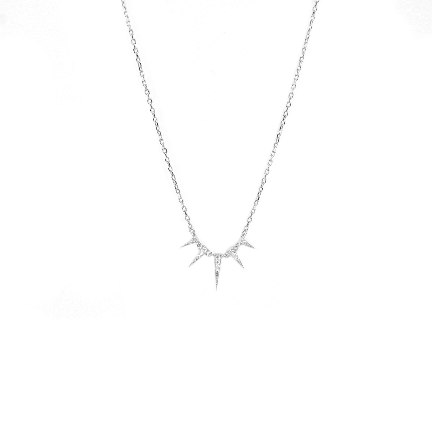 sterling cz mini spike necklace
