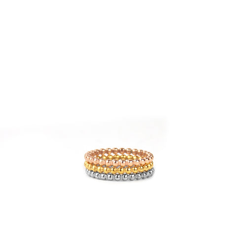mixed metal beaded ring set