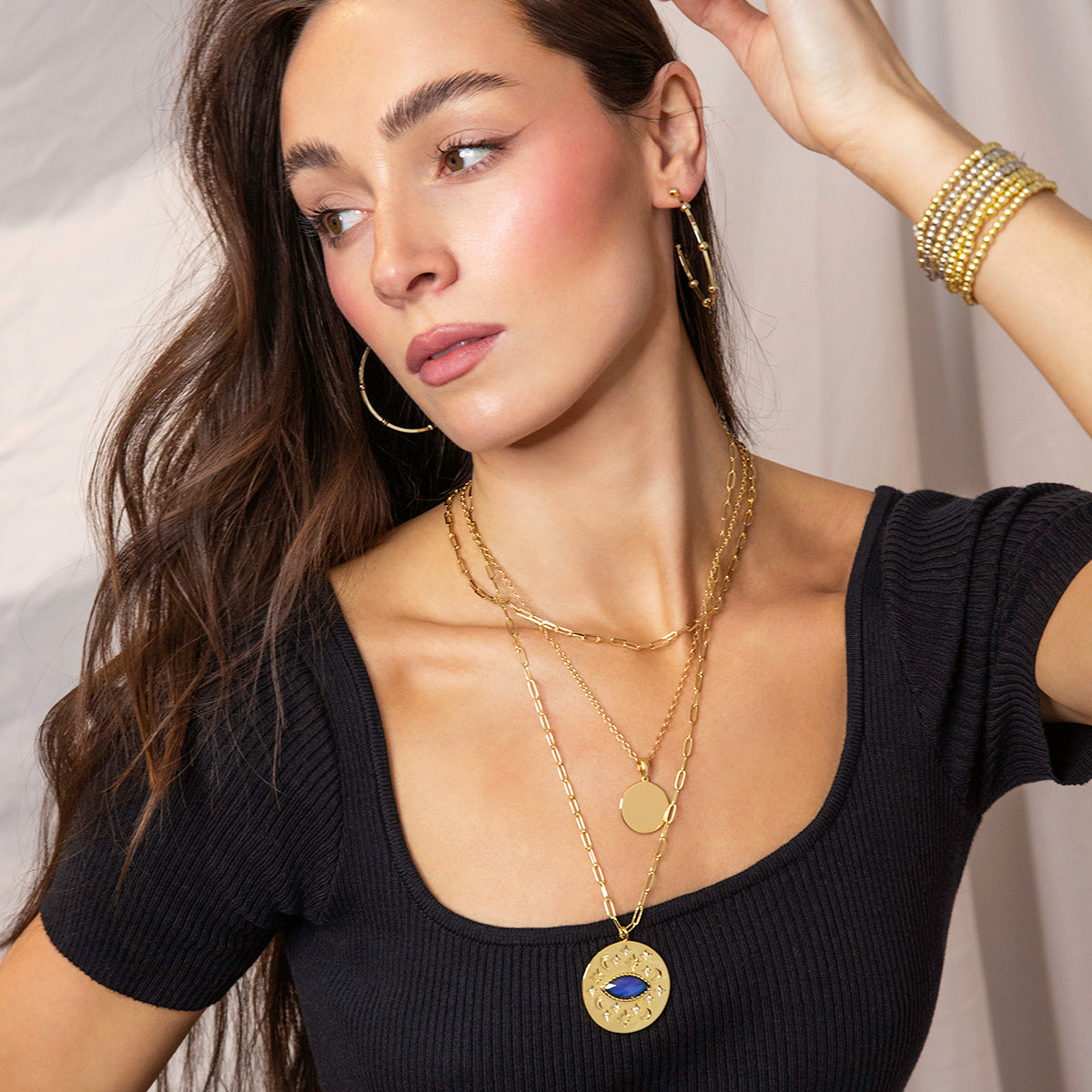 large mood stone medallion necklace