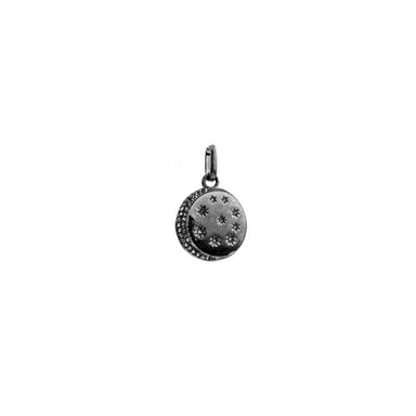 Pavé Moon & Stars Disc Bale Charm - hematite