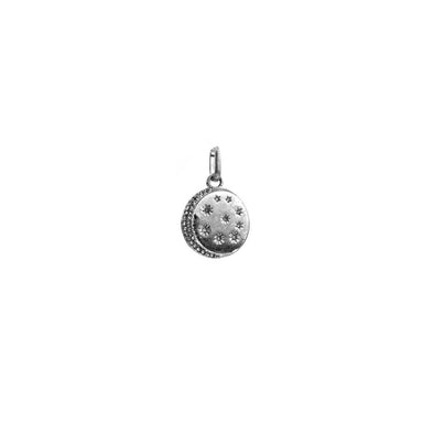 Pavé Moon & Stars Disc Bale Charm - silver
