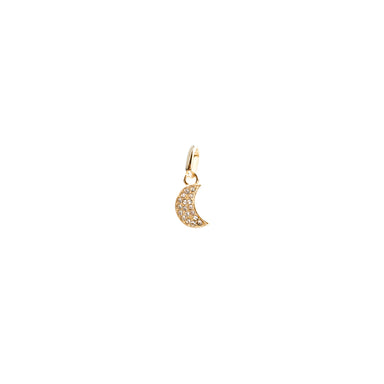 Pavé Mini Moon Bale Charm - gold