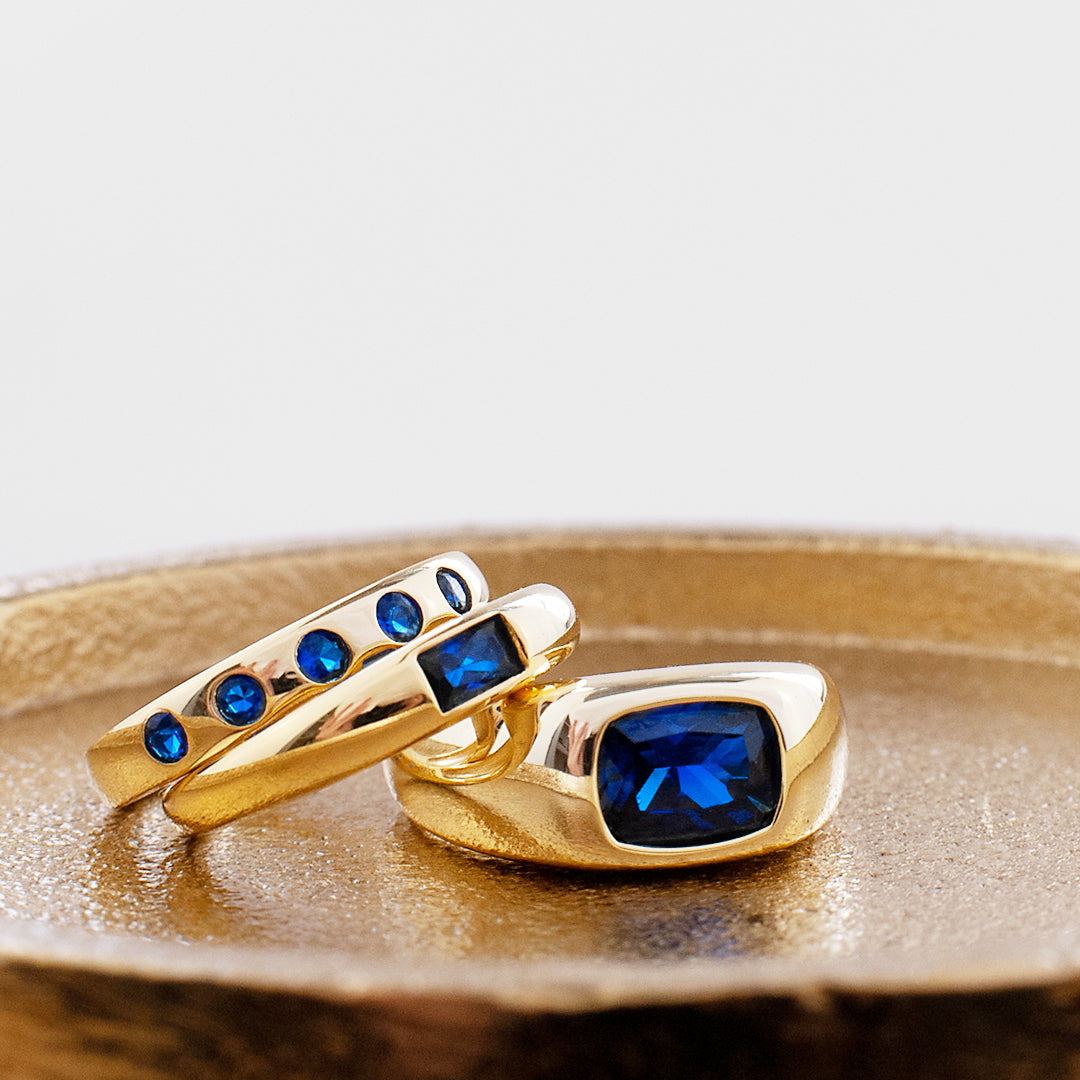 gold plated baguette stone ring