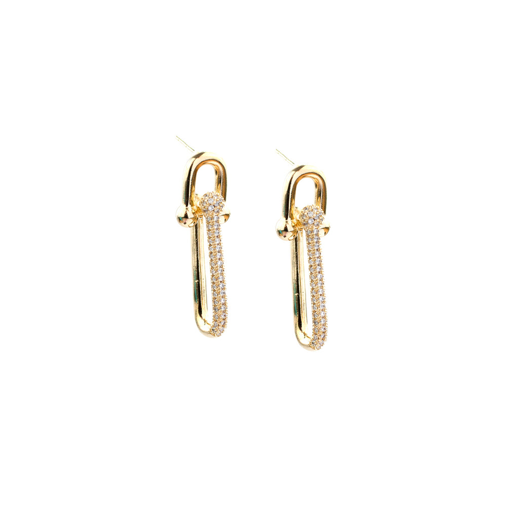 pave hardware drop earring