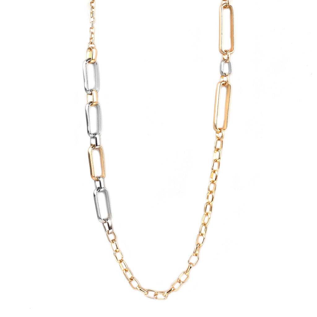 mixed metal multi-size link necklace