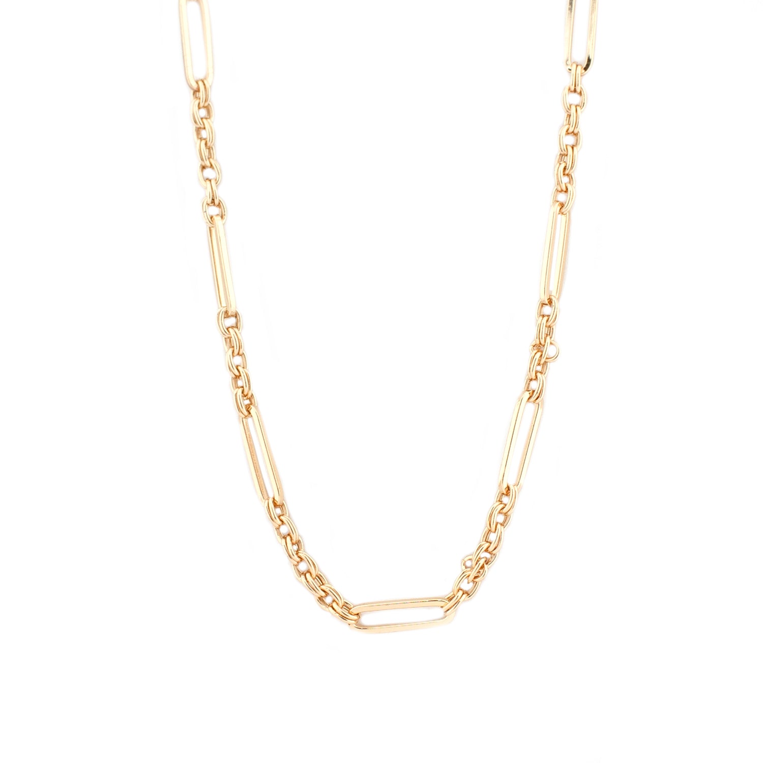 cable & oval link short necklace