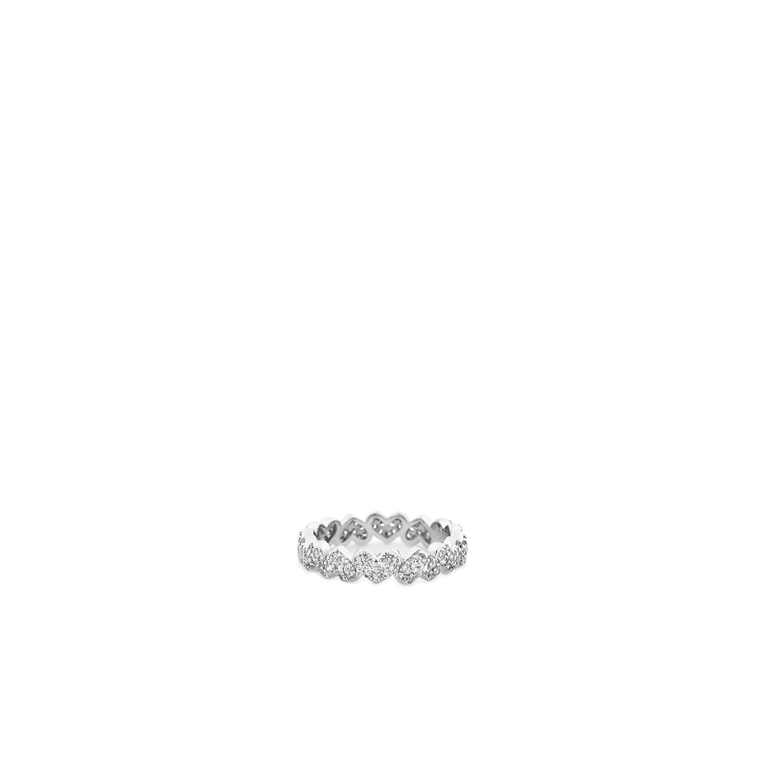Sterling Pavé Heart Band Ring