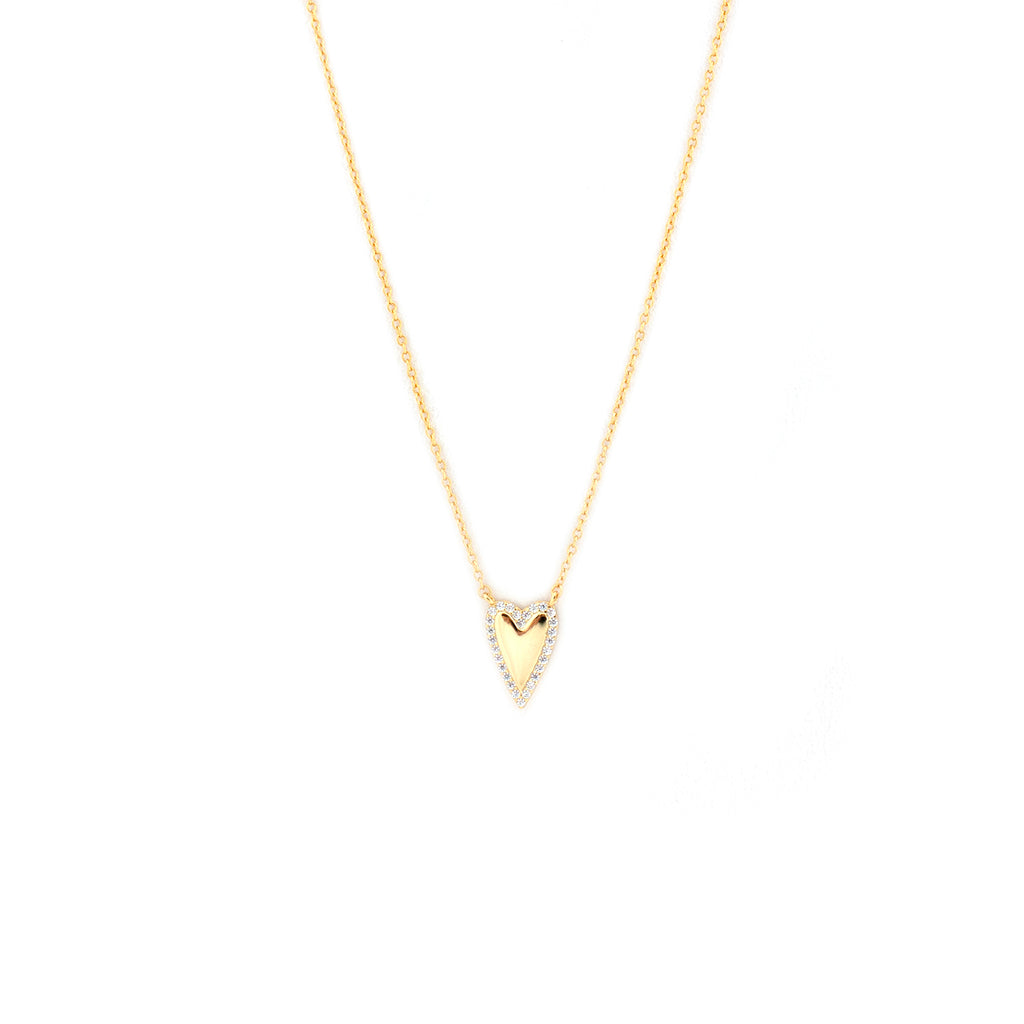 sterling pave border heart necklace