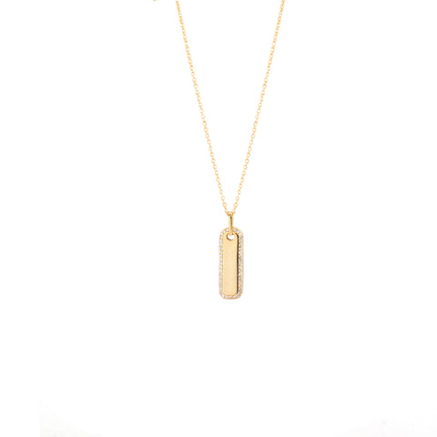 gold fill pave bar necklace