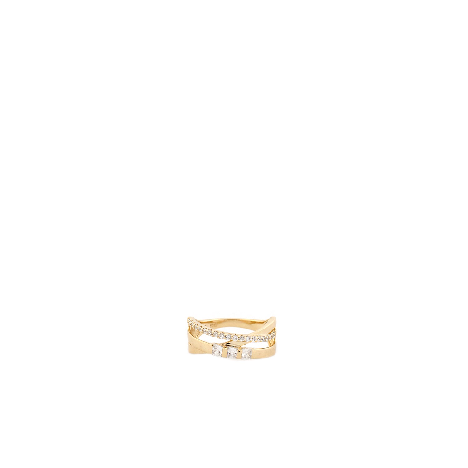 Sterling Pavé & Square Cut Crossover Ring