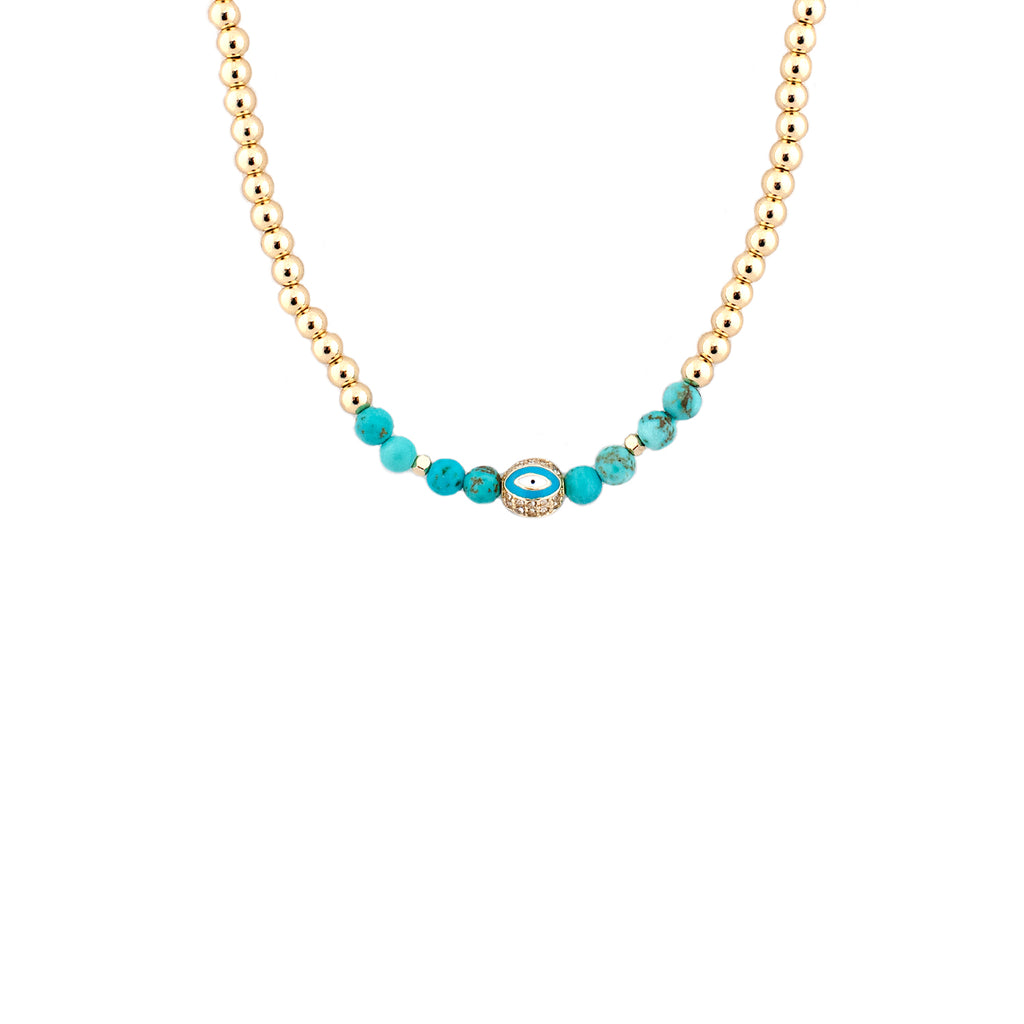 natural stone beaded evil eye necklace
