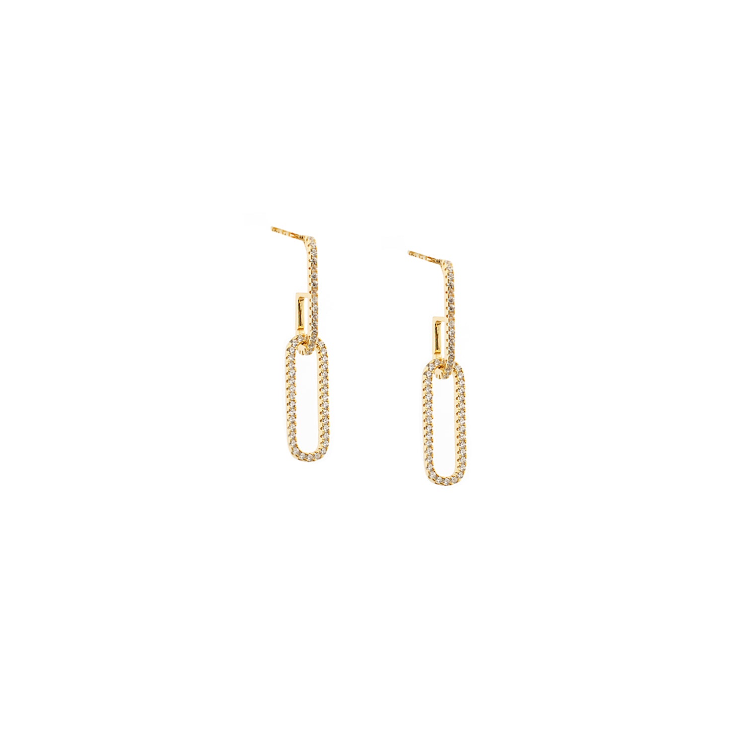 Sterling Pave Link Drop Earring Gold Plated