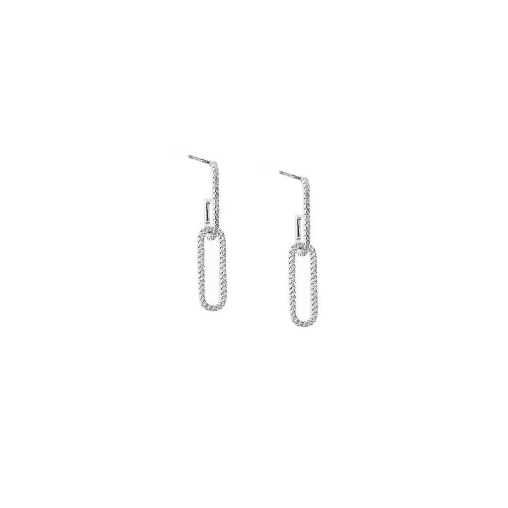 sterling pave link drop earring