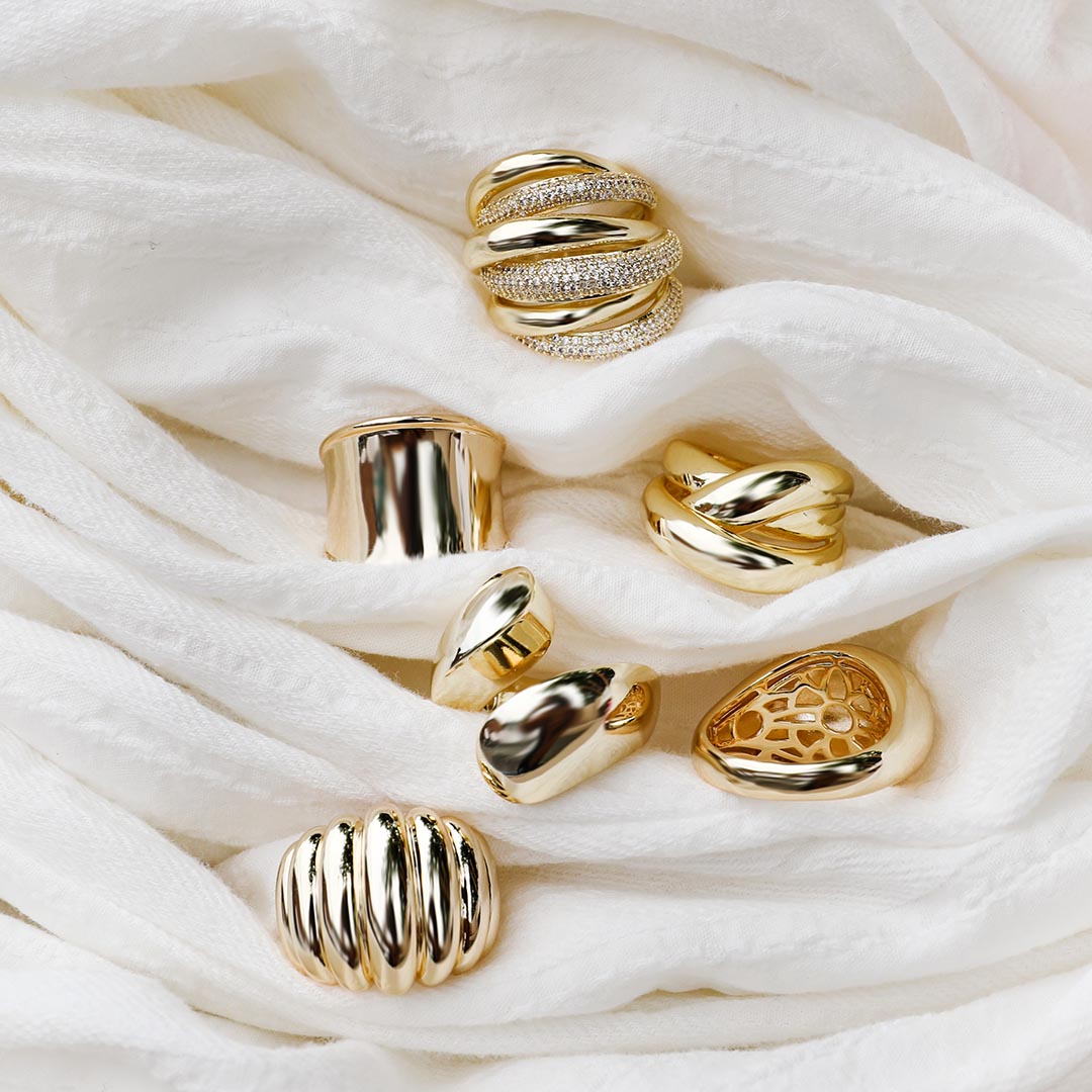 gold plated chunky bubble ring