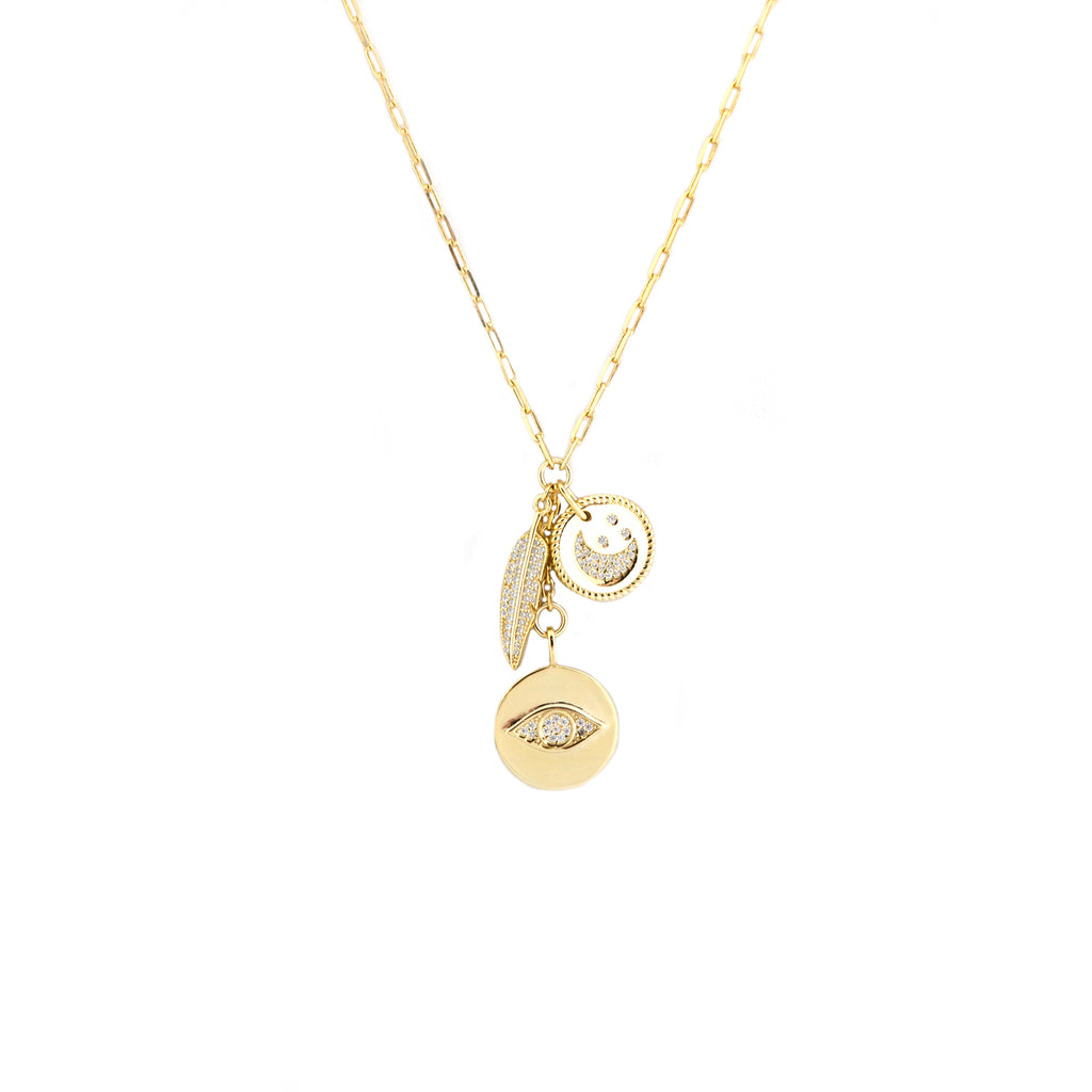 gold plated multi-charm necklace