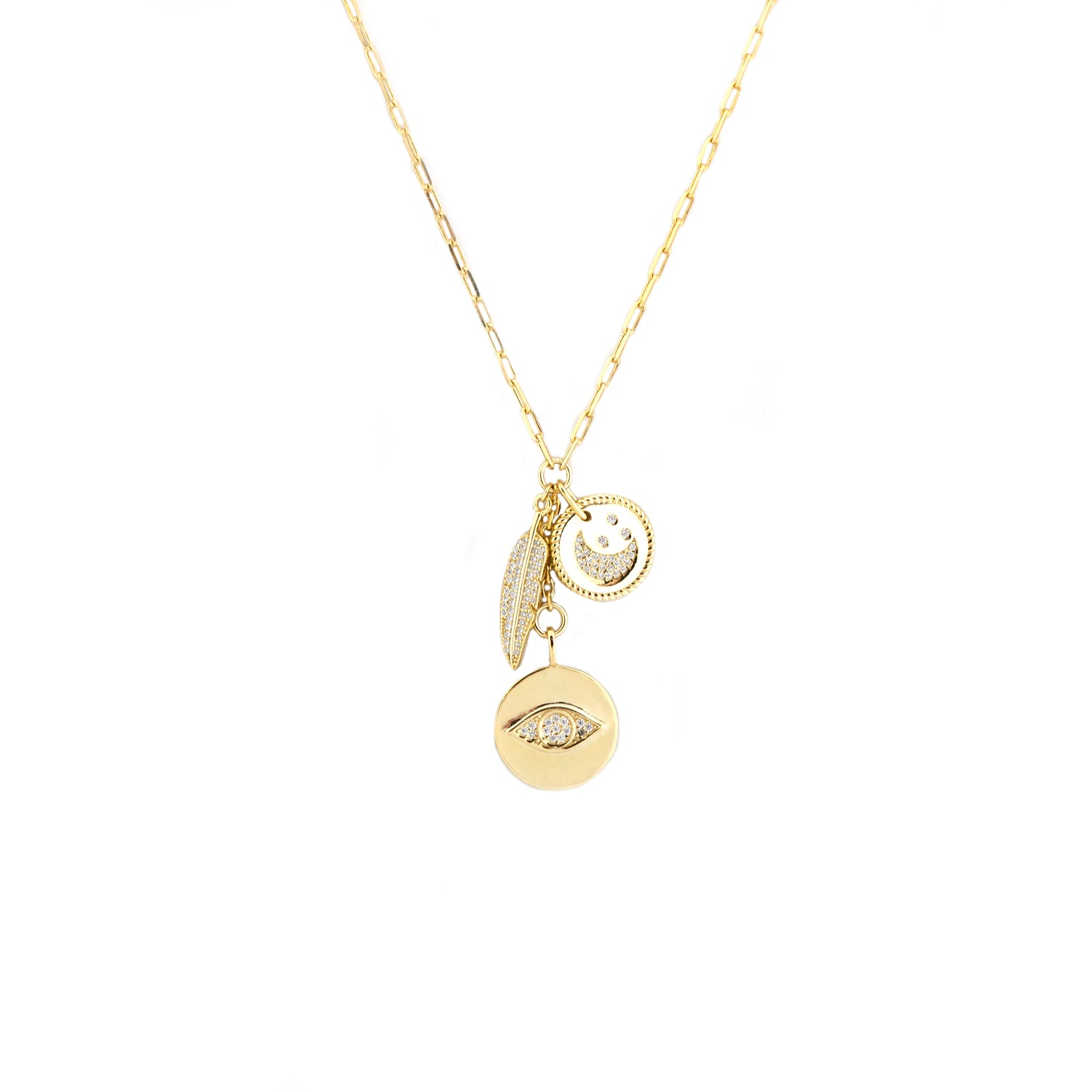 gold plated delicate layered chain with enamel colored charms – Marlyn  Schiff, LLC