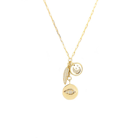 gold plated multi-charm necklace