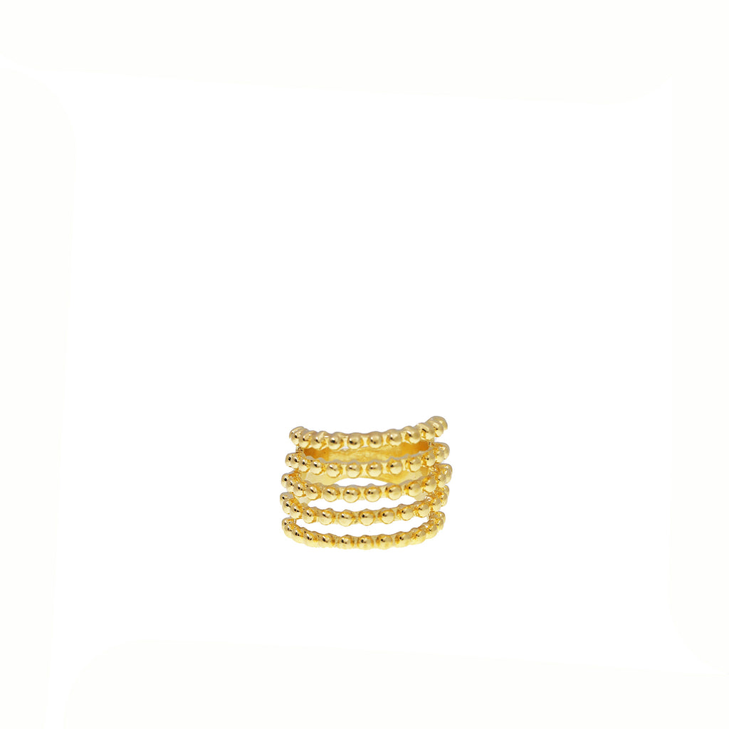 gold plated 5 strand beaded ball ring