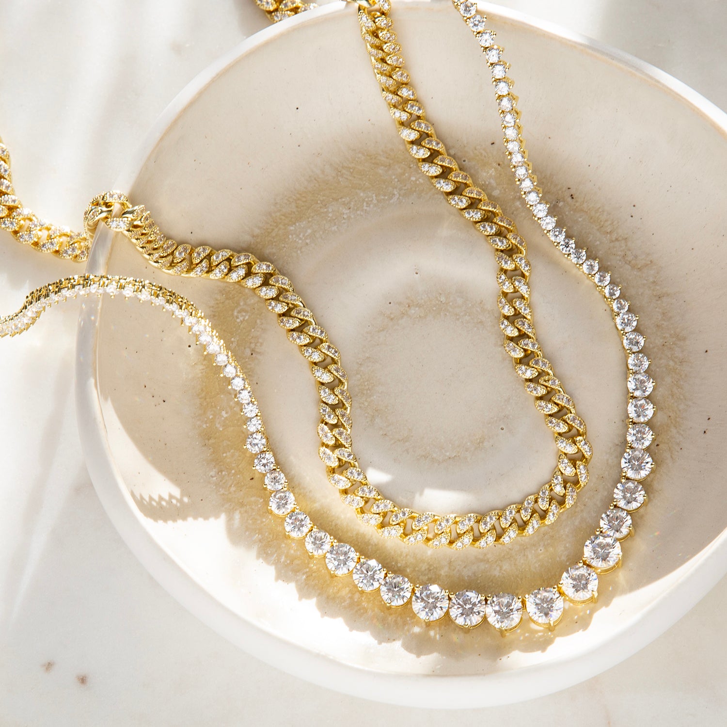 gold plated tennis necklace