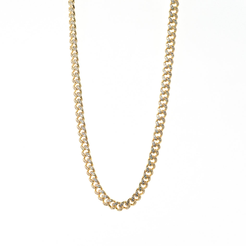 gold plated CZ curb link chain