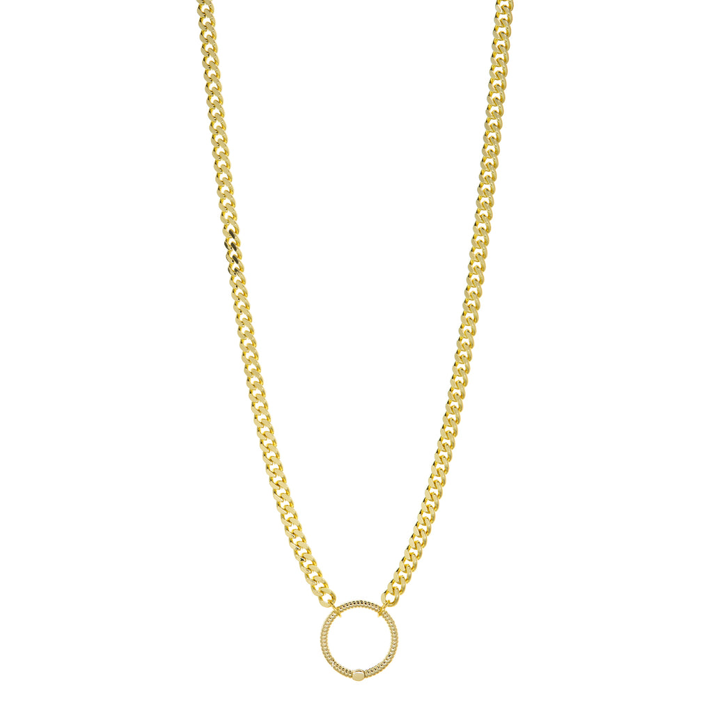 brass hinge-circle pendant necklace