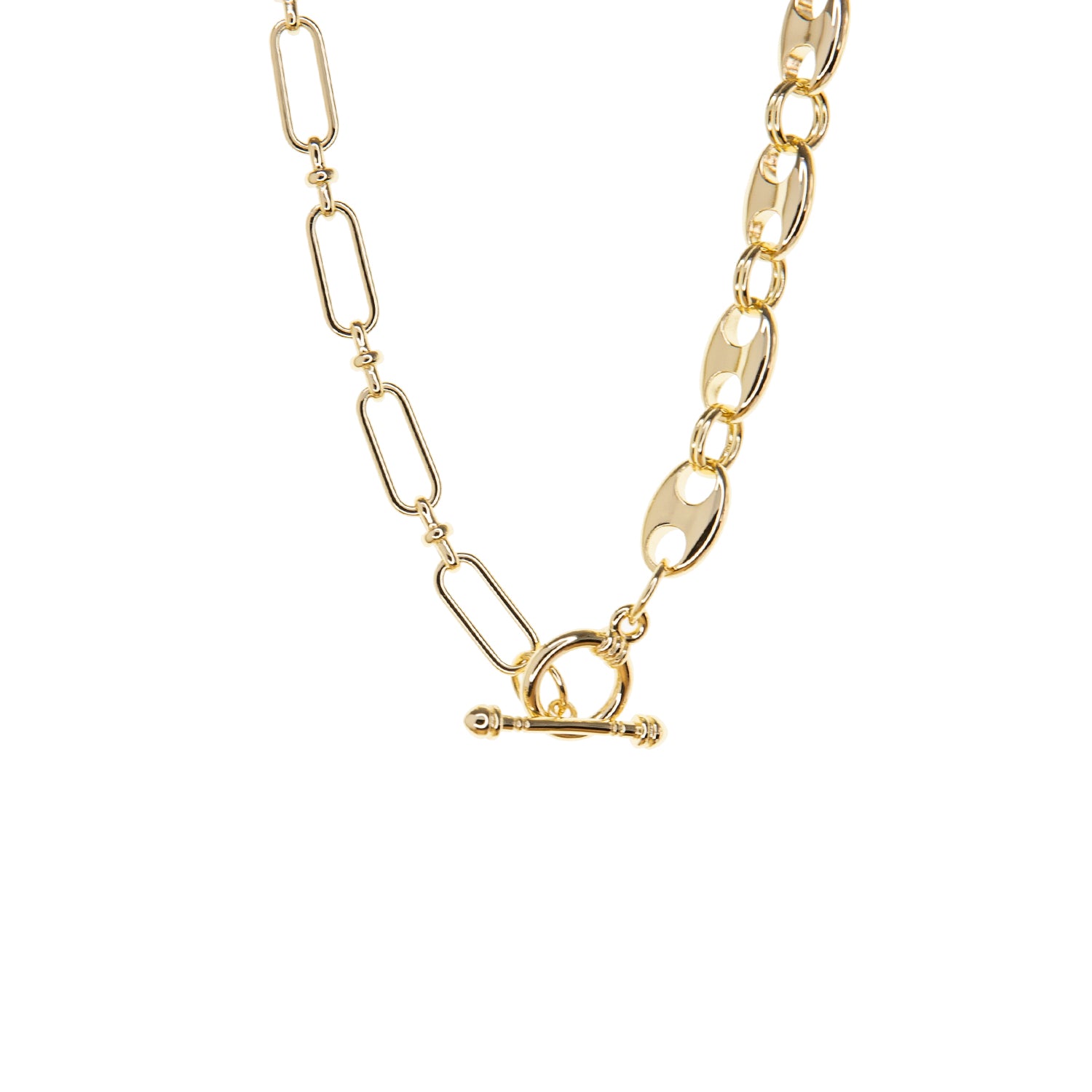 gold plated half gucci link toggle necklace