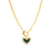 brass CZ heart charm necklace