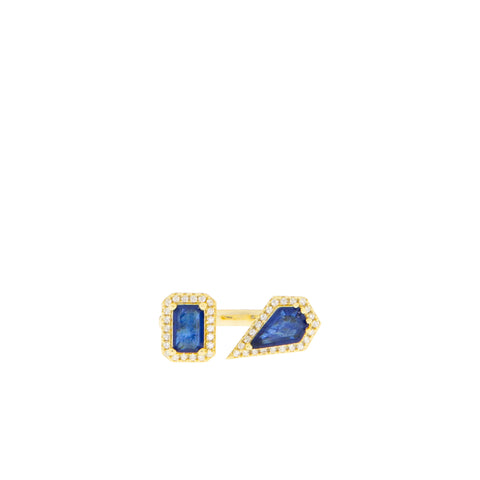 gold plated rectangle & pear shaped wrap ring