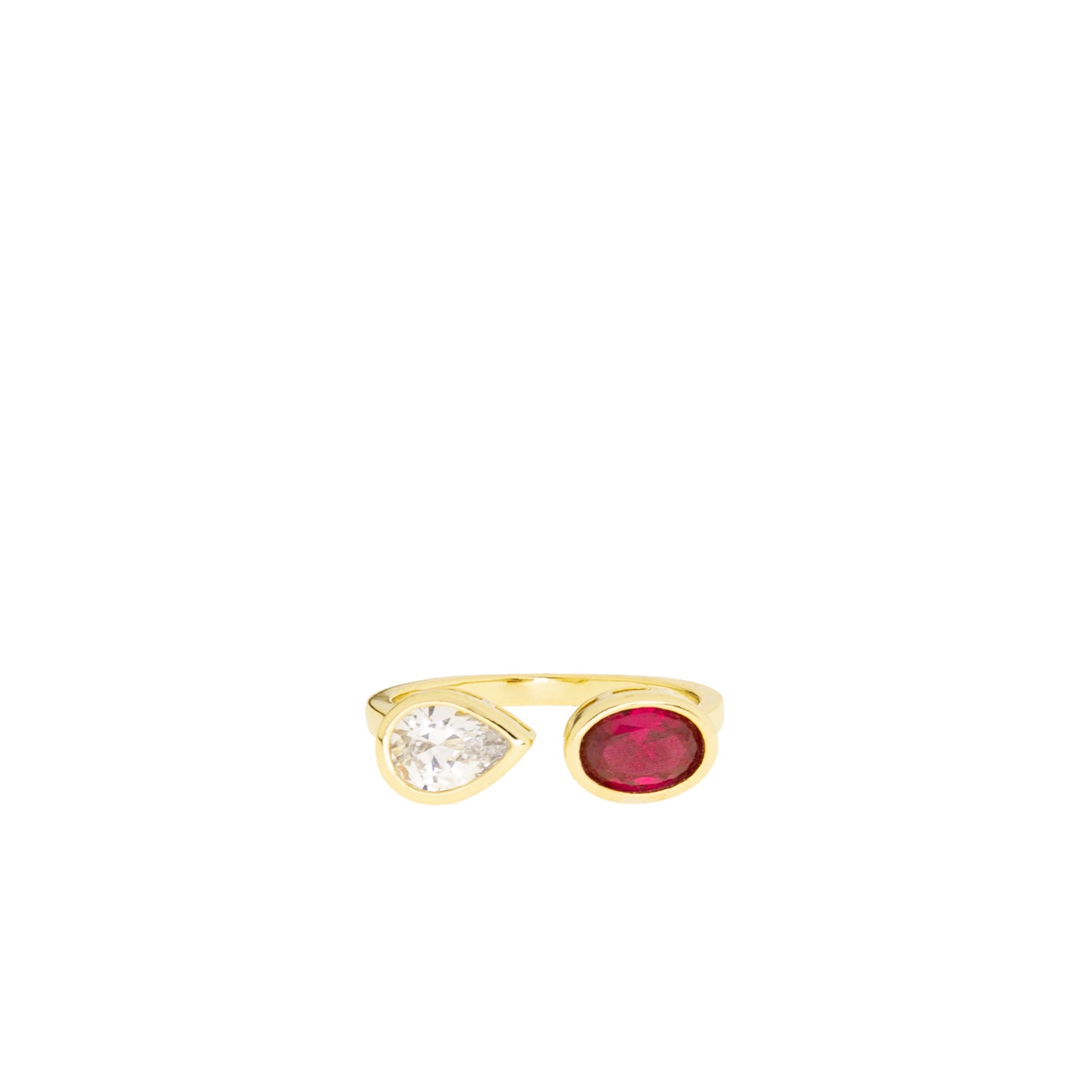 gold plated oval & pear shaped wrap ring