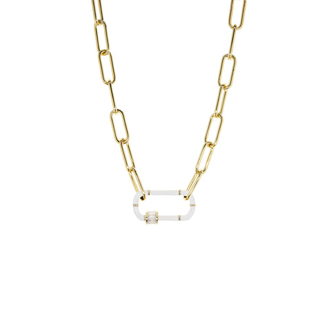 enamel carabiner brass necklace
