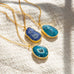 gold plated large stone pendant necklace
