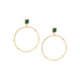 stone post open circle earring