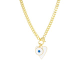 curb link white charm necklace