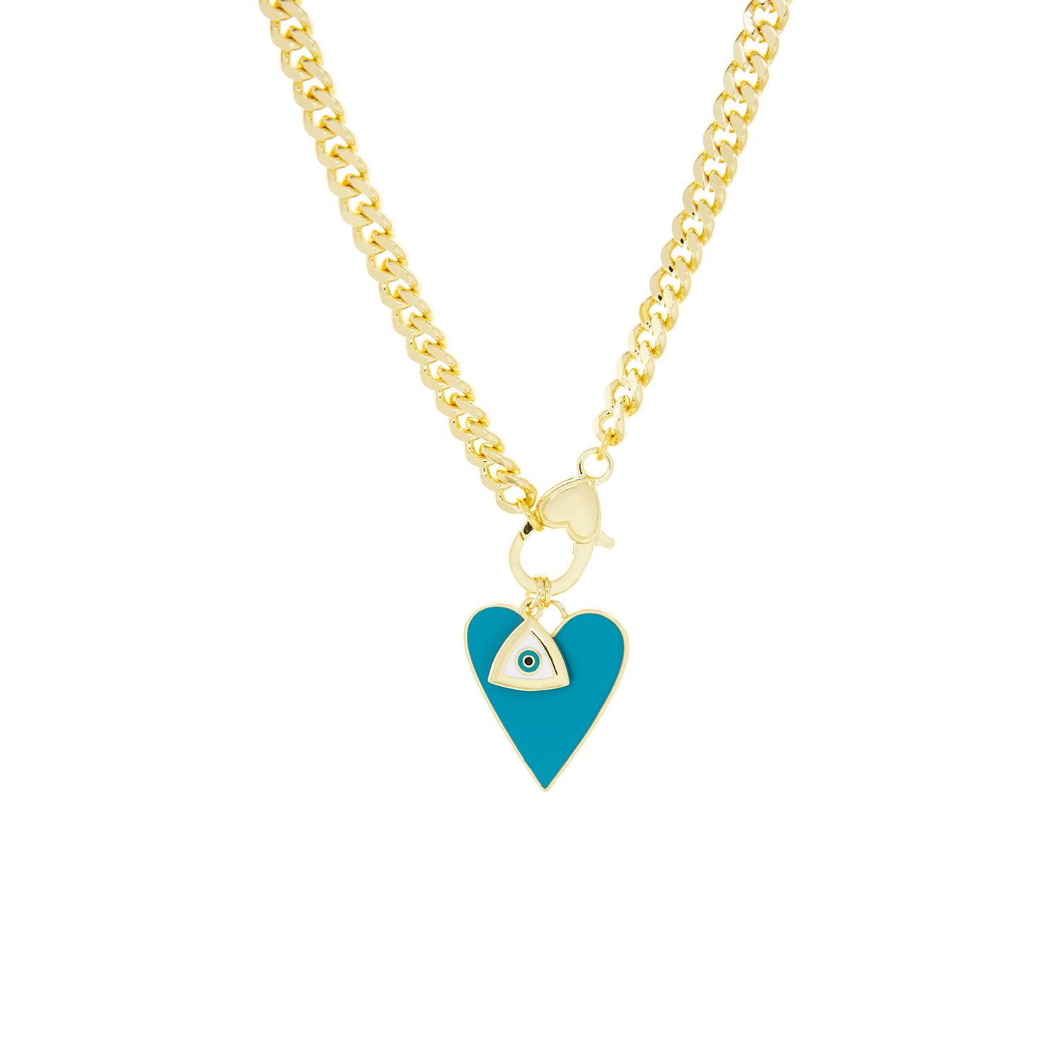 curb link turq charm necklace