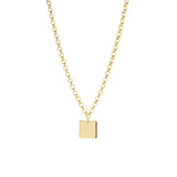 rolo link necklace with square pendant