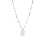 rolo link necklace with square pendant